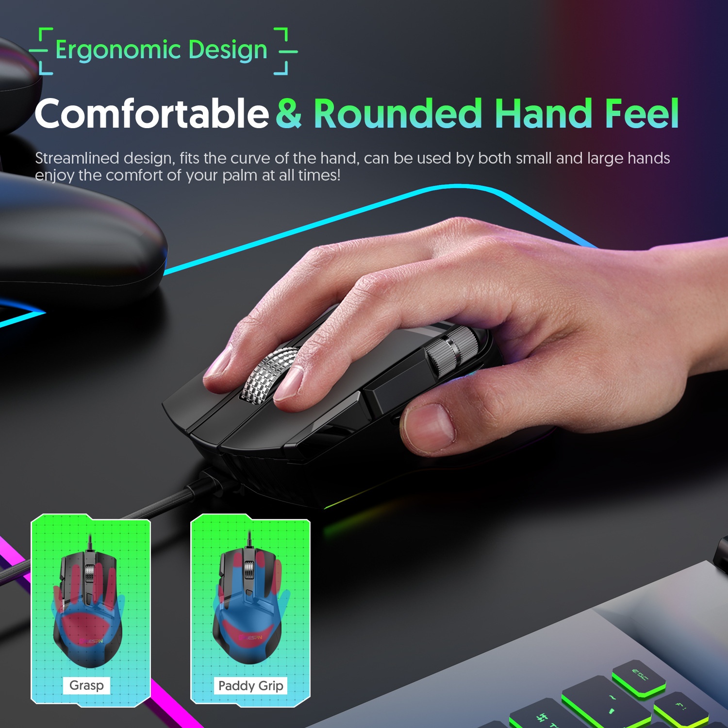 Digitex Digitex Ro Definition Dual Scroll Wheel Swinging Full Speed Gaming Mouse, Computer Accessories E-sports RGB Desktop Usb_voghion.com