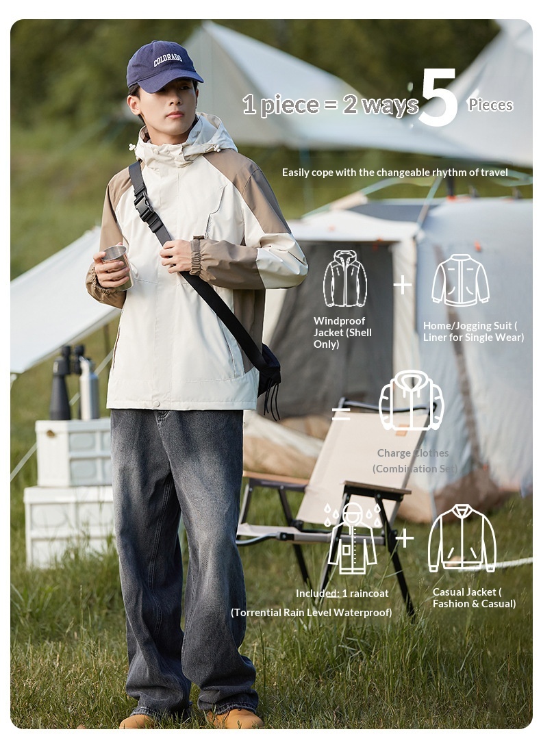 Boy Herren Outdoor 3-in-1 Abnehmbare Wind- und Wasserdichtigkeit Verdickung Warme Paar Bergsteigerjacke Trendige Damen_voghion.com