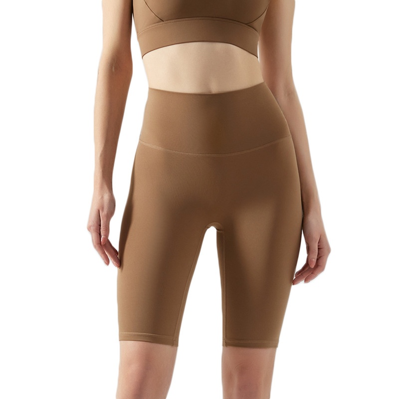 Short de yoga taille haute gainant avec poche arrière, amincissant, sans coutures latérales, idéal pour le fitness et la course à pied_voghion.com