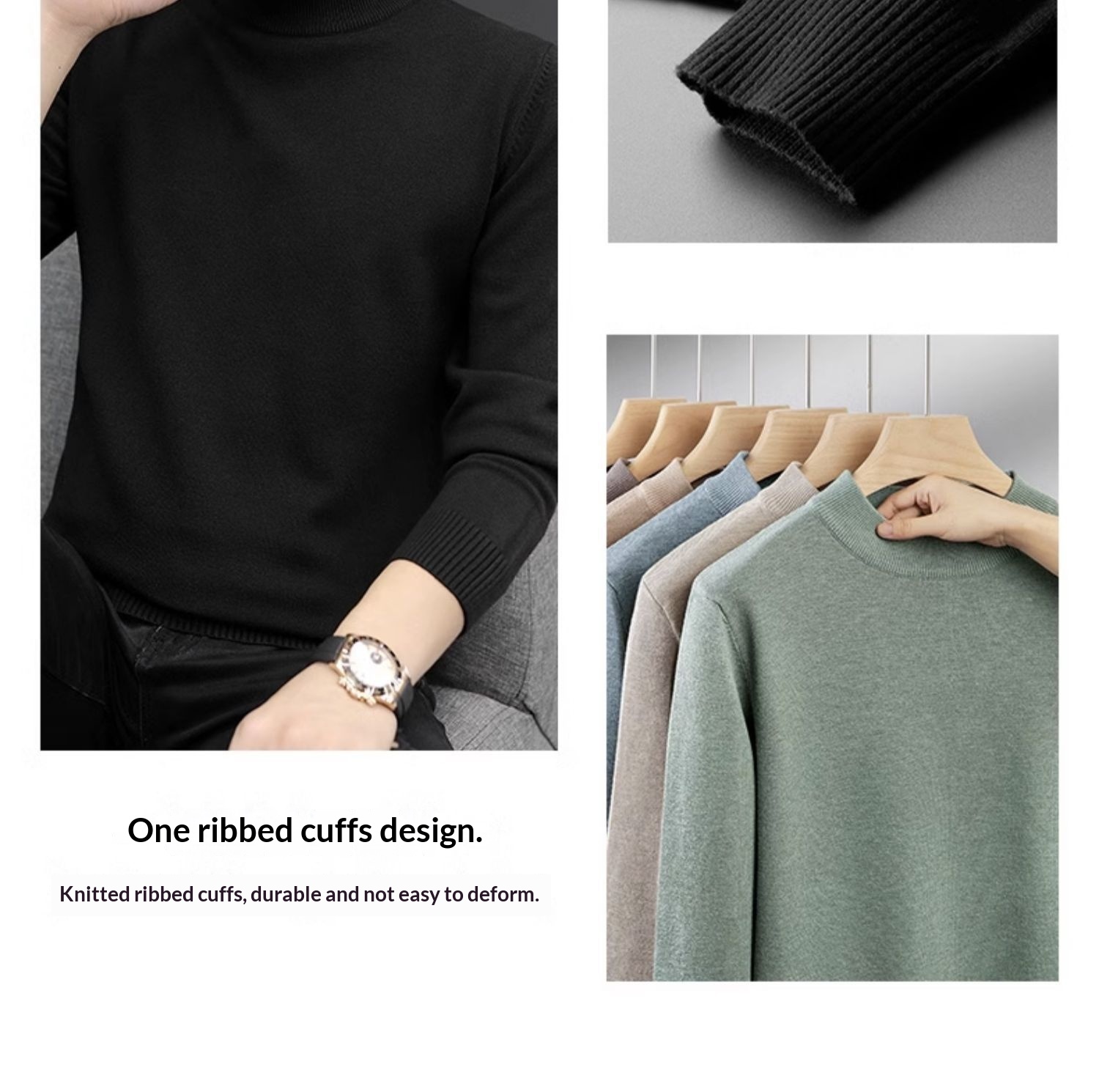 boy Boy Boy Boy Half Turtleneck Sweater For Men, Autumn And Winter, Regular Thickened Base Shirt, Warm Knitted Wool Sweater, 2024 New_voghion.com