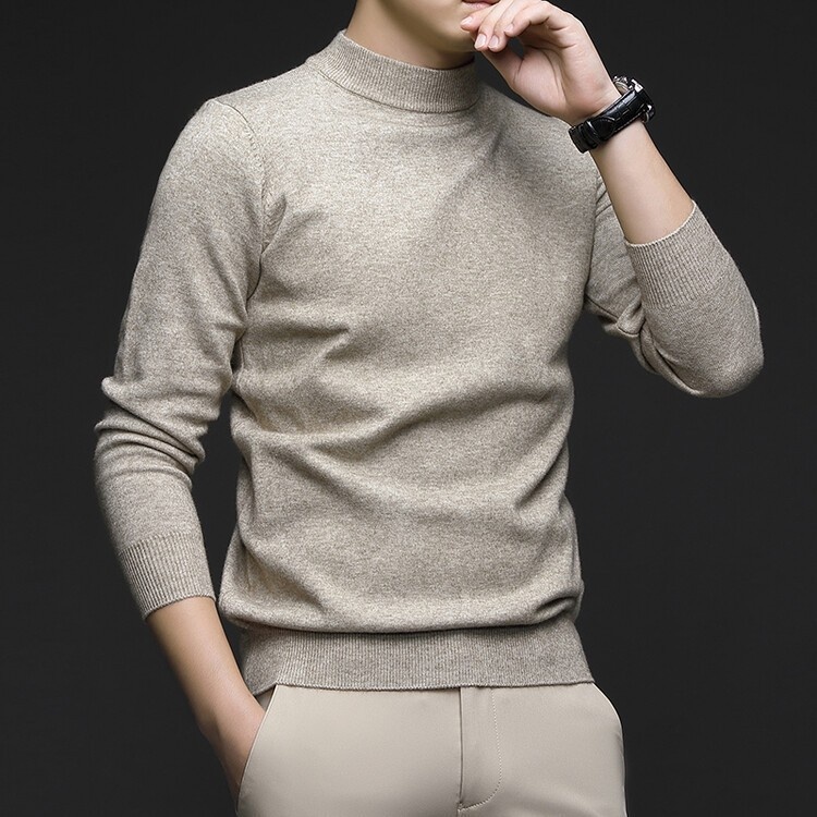 boy Boy Boy Boy 2025 Autumn Winter New Wool Sweater For Men, Half Turtleneck, Thickened, Wm, Machine Washable, Base Layer Men's_voghion.com