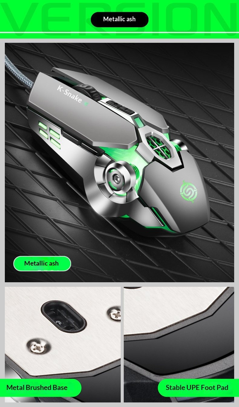 Souris de jeu filaire USB Digitex Viper Q7 pour ordinateur portable, e-sport, mécanique, lumineuse et sans bordures_voghion.com