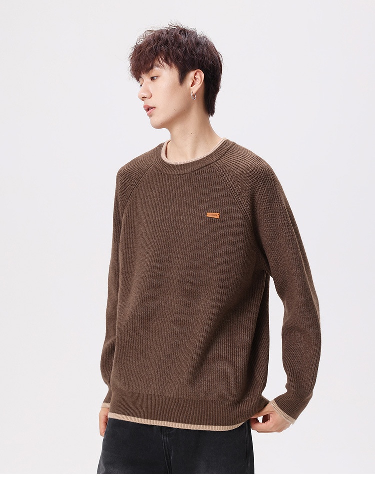 boy Boy Boy Boy Heavyweight Acrylic Yuanbao Needle Lazy Style Sweater Men's Loose Knitwear Thickened Coat_voghion.com