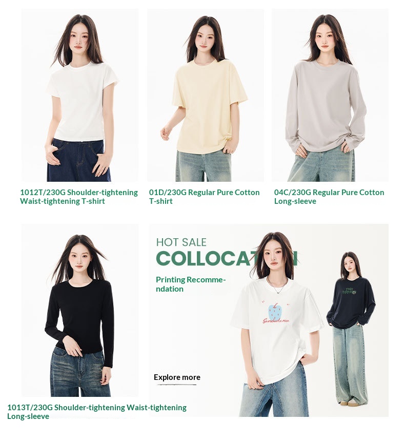 ChicShe 230g Simple Inner Layer Base Shirt Women, Autumn Long Sleeve Pure Cotton Regular Shoulder T-Shirt For Men, Round Neck_voghion.com