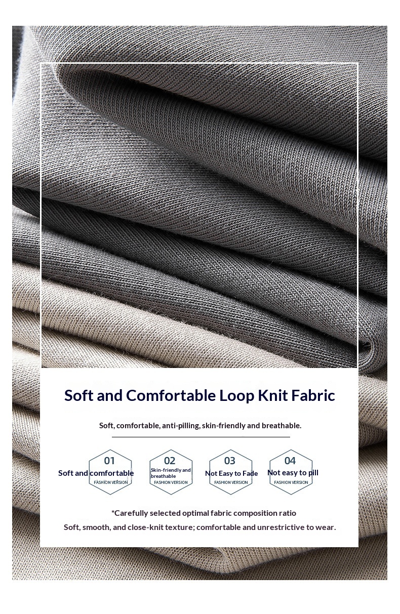 Felpa versatile pesante in tinta unita con collo rotondo a coste intrecciate personalizzate da uomo, primavera-autunno 2025_voghion.com