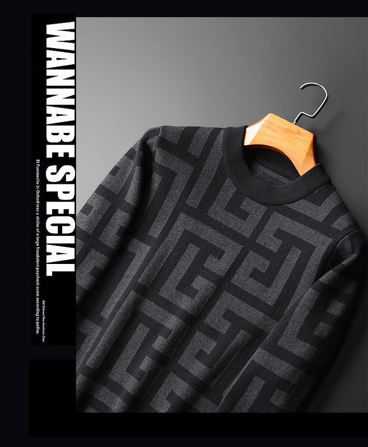 Boy Boy Boy Europe Station 2023 Inverno Nuovo Slim Fit Uomo Lana Mezzo Collo Alto Maglione Lavorato a Maglia Spessa Camicia Base di Lana_voghion.com