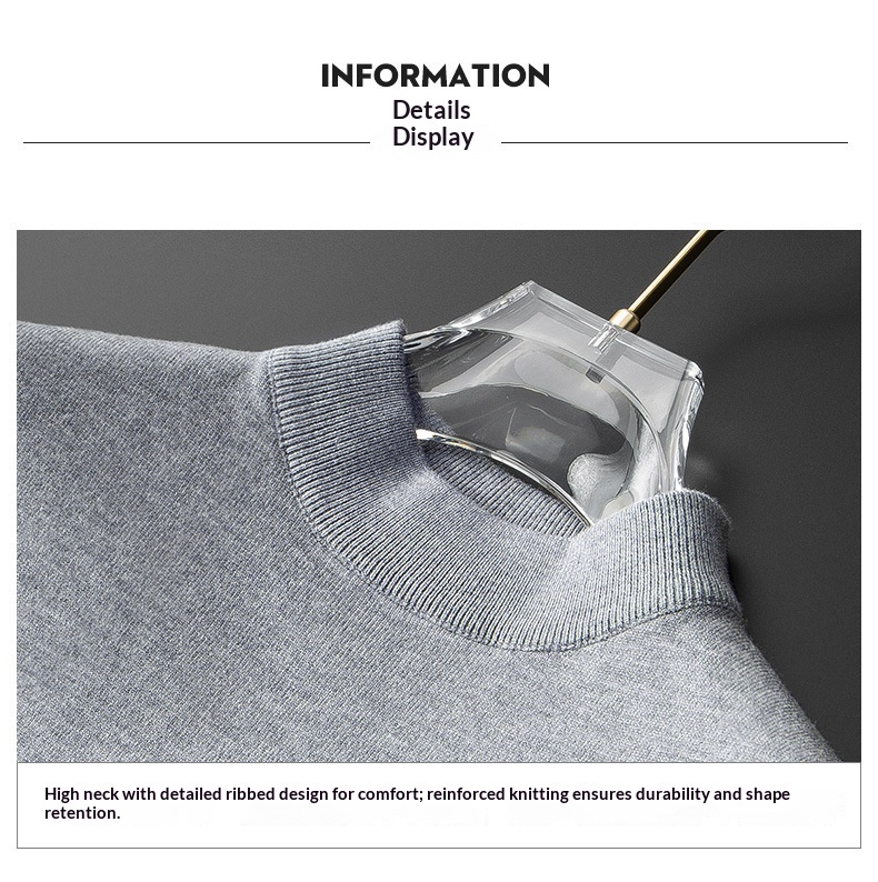 boy Boy Boy Boy Half Turtleneck Sweater For Men, Autumn And Winter, Regular Thickened Base Shirt, Warm Knitted Wool Sweater, 2024 New_voghion.com