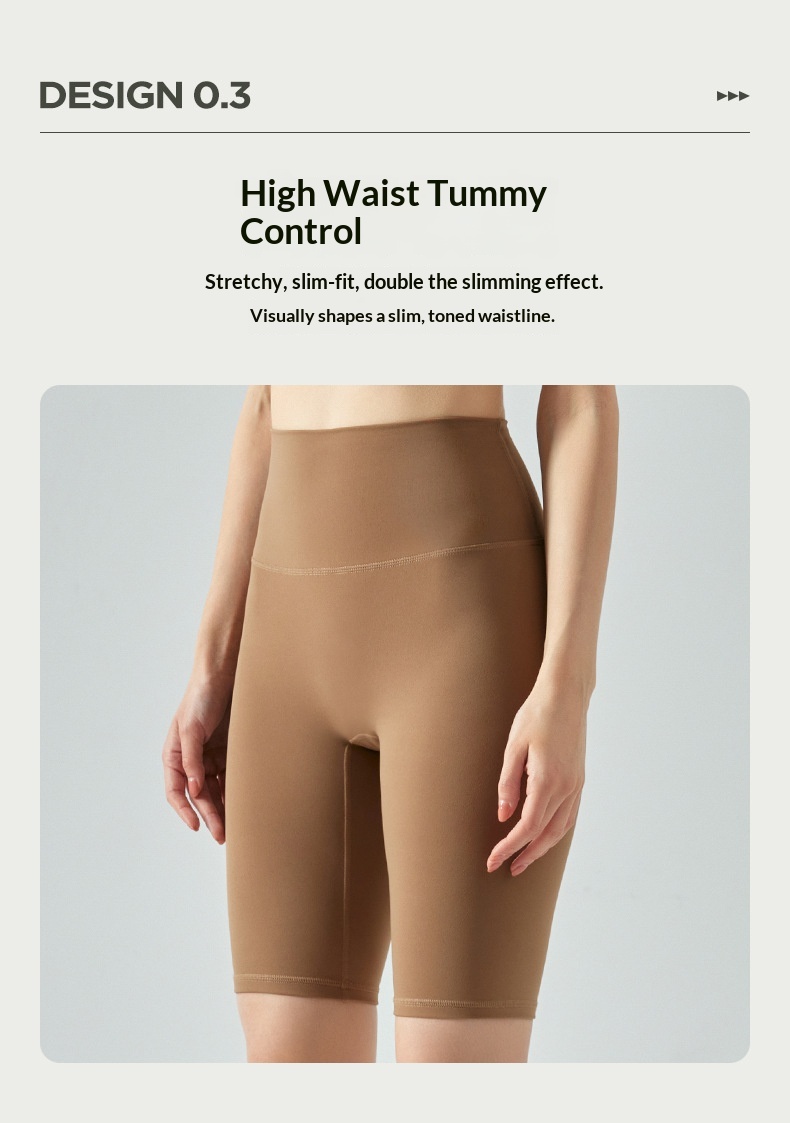 Short de yoga taille haute gainant avec poche arrière, amincissant, sans coutures latérales, idéal pour le fitness et la course à pied_voghion.com