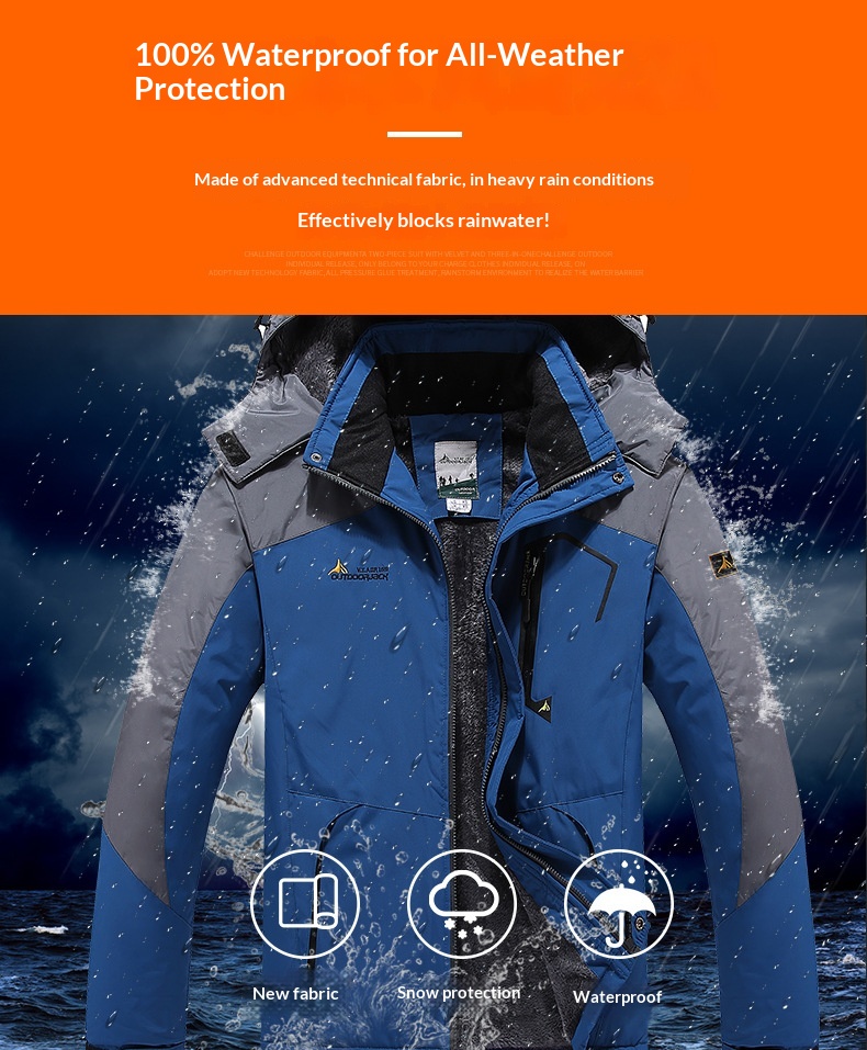 Outdoor-Jacke für Jungen, Fleece-gefüttert, dick gefüttert, für Herren, Skifahren, Bergsteigen, Paar, warmer, kältebeständiger Baumwollmantel, Übergröße_voghion.com