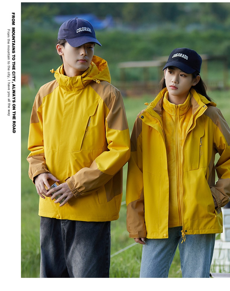 Boy Herren Outdoor 3-in-1 Abnehmbare Wind- und Wasserdichtigkeit Verdickung Warme Paar Bergsteigerjacke Trendige Damen_voghion.com