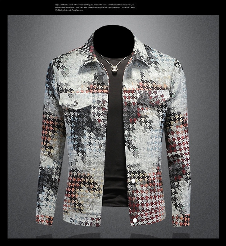 Chaqueta de solapa con estampado de pata de gallo para hombre, estilo Europa, otoño 2025, 7611_voghion.com