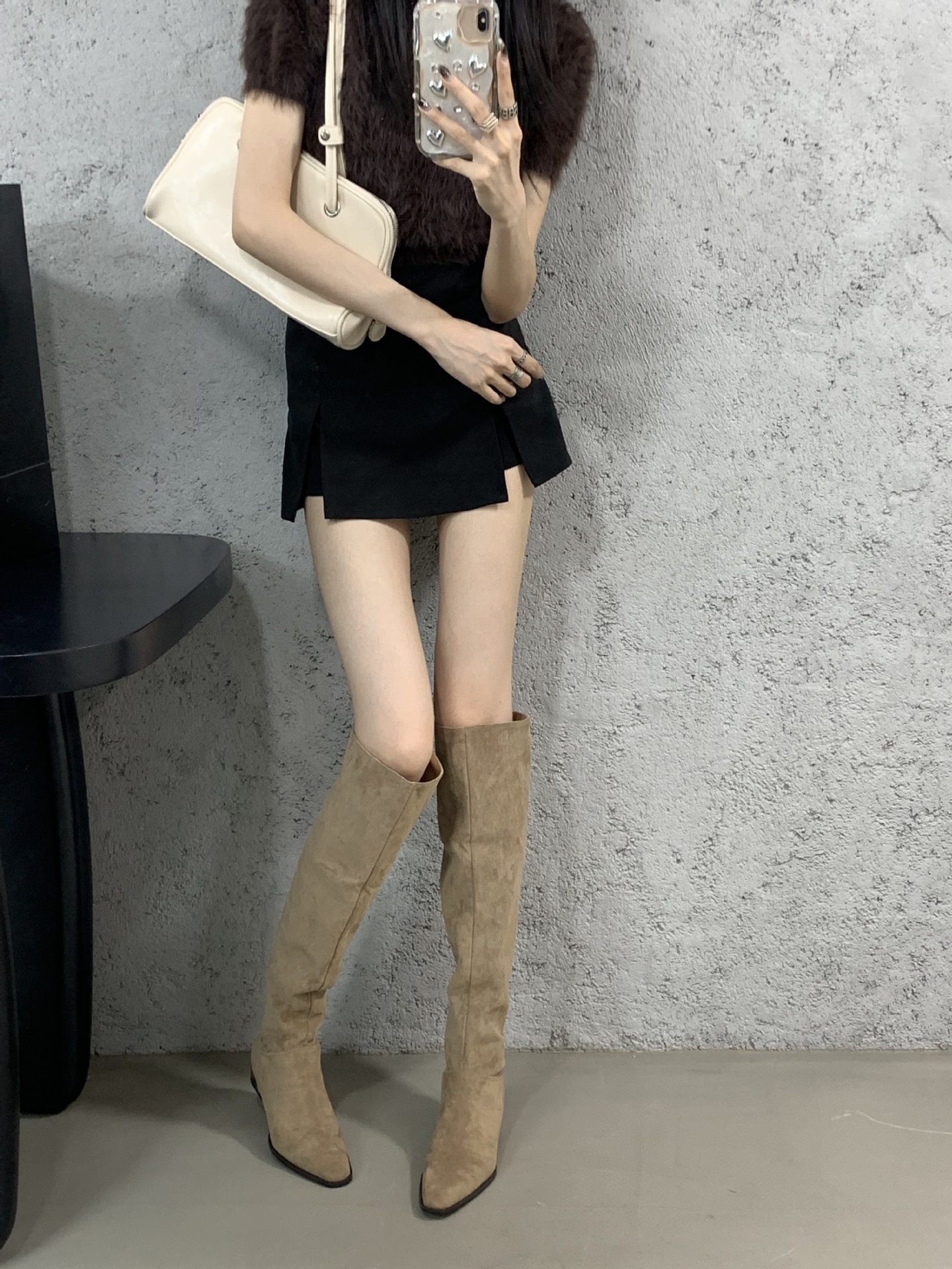 ShoeGlobe ShoeGlobe Tube For Women New Wide Thick Leg Long European And American Style Flat Bottom Slouch Straight Suede High Boots_voghion.com