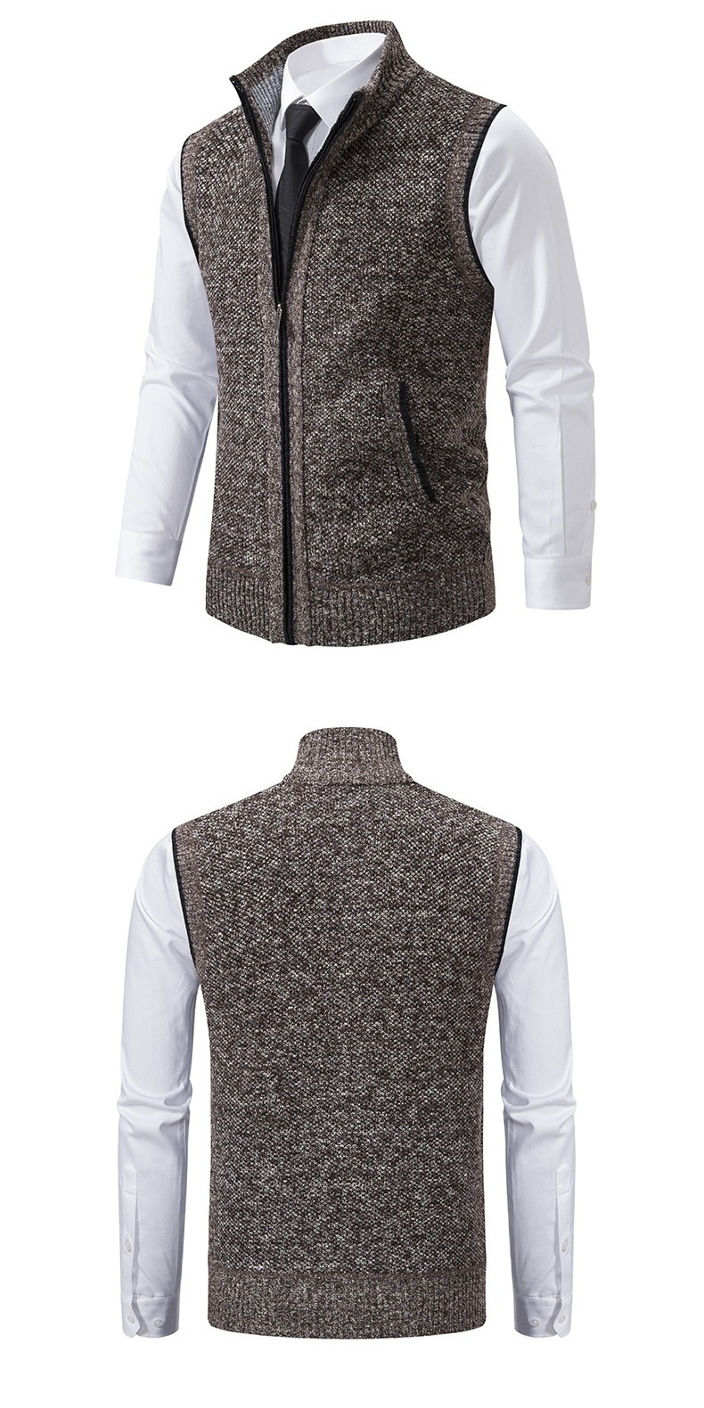 ragazzo ragazzo ragazzo autunno inverno gilet con fodera in pile giacca in maglia spessa e larga da uomo maglione cappotto con collo alto cardigan all'ingrosso_voghion.com