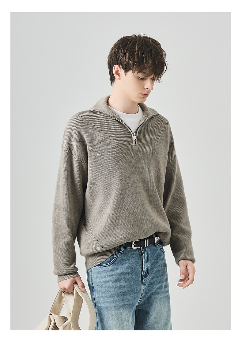 Boy Boy Boy Boy APO Clothing|Coss-Bode Half-Zip Rollkragenpullover für Herren, Herbst/Winter, Old Money Style, locker, lässig, langärmelig_voghion.com