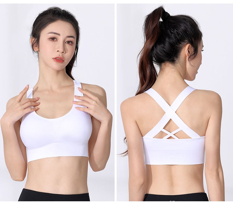 Soutien-gorge ChicShe européen et américain grande taille à dos croisé, sans armatures, antichoc, séchage rapide, idéal pour le yoga, la course à pied et le fitness. Sous-vêtements de sport pour le yoga, la course à pied et le fitness._voghion.com