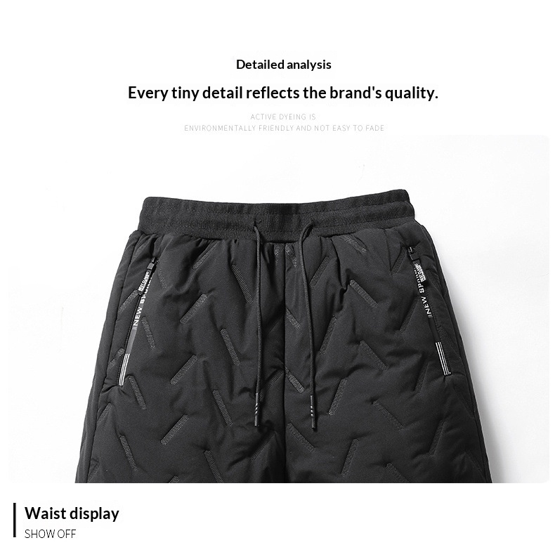 Pantalon en coton ultrasonique pour homme, doublé polaire automne-hiver, chaud, coupe-vent, imperméable, épais, coupe droite._voghion.com
