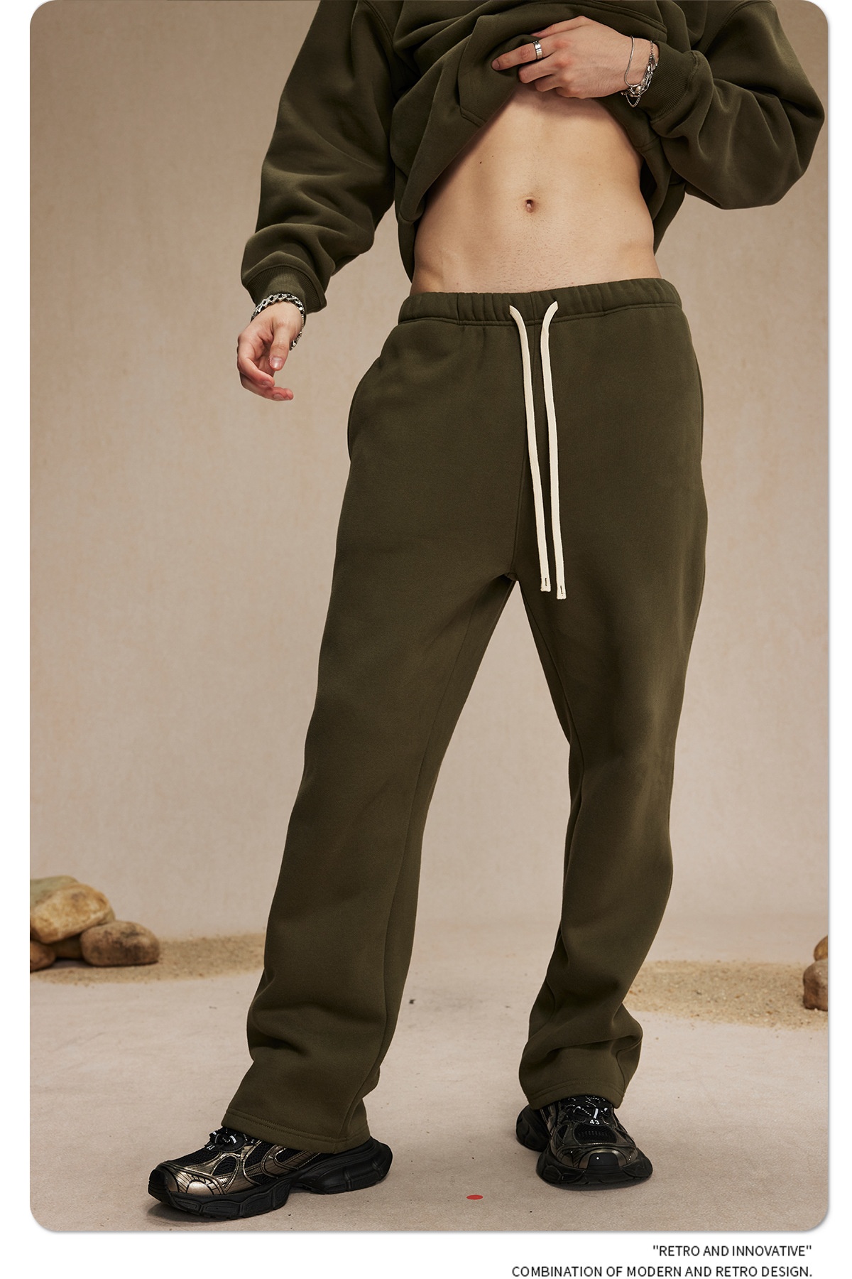 boy 2025 Autumn Winter New 350g Thick Straight Fleece Lined Solid Color Men's Loose Fit Sports Casual Long Pants Men_voghion.com