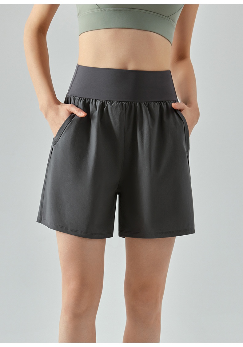 High Waist Tummy Control Spo For Women, Summer Double Pocket Running Fitness Sho, Loose Casual Breathable Yoga_voghion.com