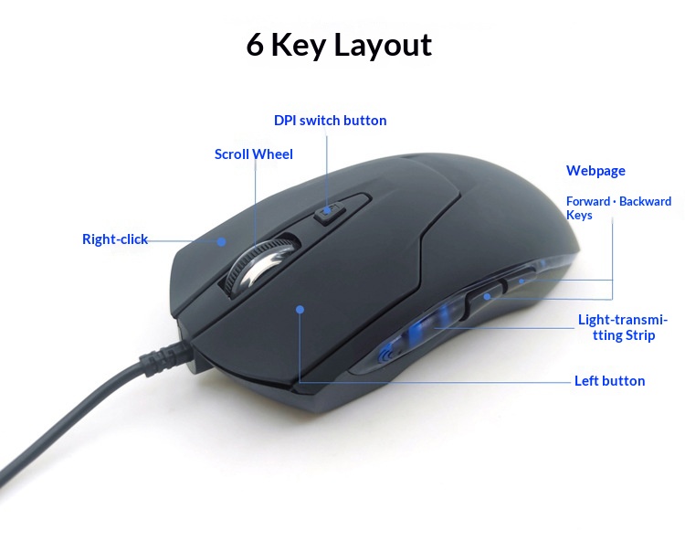 Digitex Digitex Computer Accessories Blue Light Emitting Office Type-C Wired Gaming Mouse_voghion.com