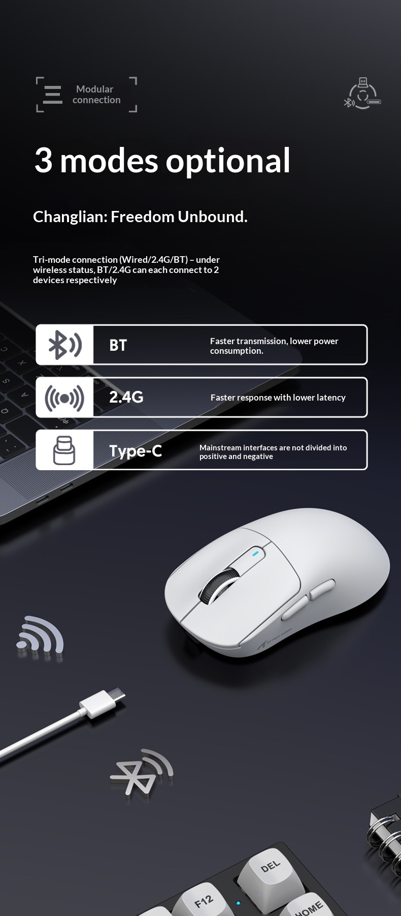 Digitex Digitex Attack Shark X3PRO Lightweight PAW3395 E-Sports Gaming Three-Mode 4K Wireless 8K Computer Mouse_voghion.com