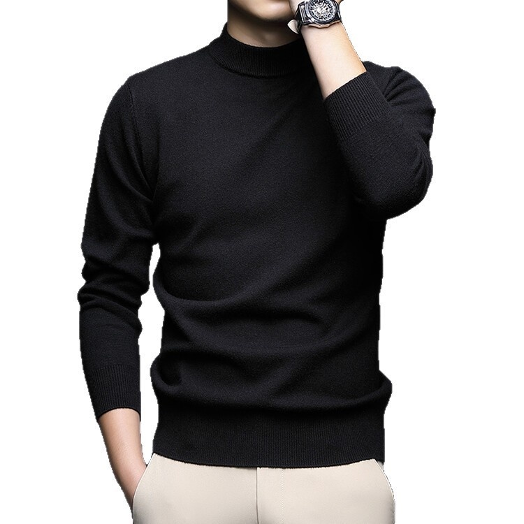 boy Boy Boy Boy 2025 Autumn Winter New Wool Sweater For Men, Half Turtleneck, Thickened, Wm, Machine Washable, Base Layer Men's_voghion.com