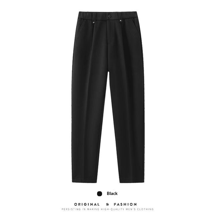 boy Spring And Autumn New British Style Woolen Casual Tapered Fashion Long Pants With Design Sense, Comfortable Slim Fit,_voghion.com