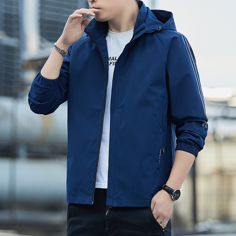 Giacca da ragazzo Primavera Autunno 2024 Nuovo stile Trendy Brand Giacca a vento da uomo alla moda casual con cappuccio Abbigliamento da lavoro_voghion.com