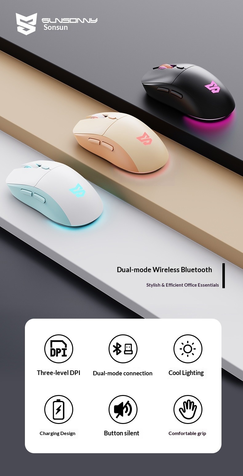 Digitex Digitex Sensoni Wireless Gaming Wired Bluetooth Dual Mode Lightweight E-Sports Office Computer Laptop Mouse_voghion.com