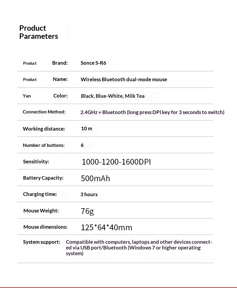 Digitex Digitex Sensoni Wireless Gaming Wired Bluetooth Dual Mode Lightweight E-Sports Office Computer Laptop Mouse_voghion.com