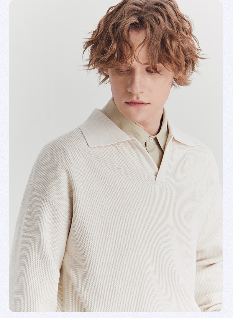 boy Boy Boy Boy APO Men's Clothing|Men's Sweater Trendy Brand Autumn High-end Loose Pullover Turn-down Collar Polo Knitwear Long Sleeve_voghion.com