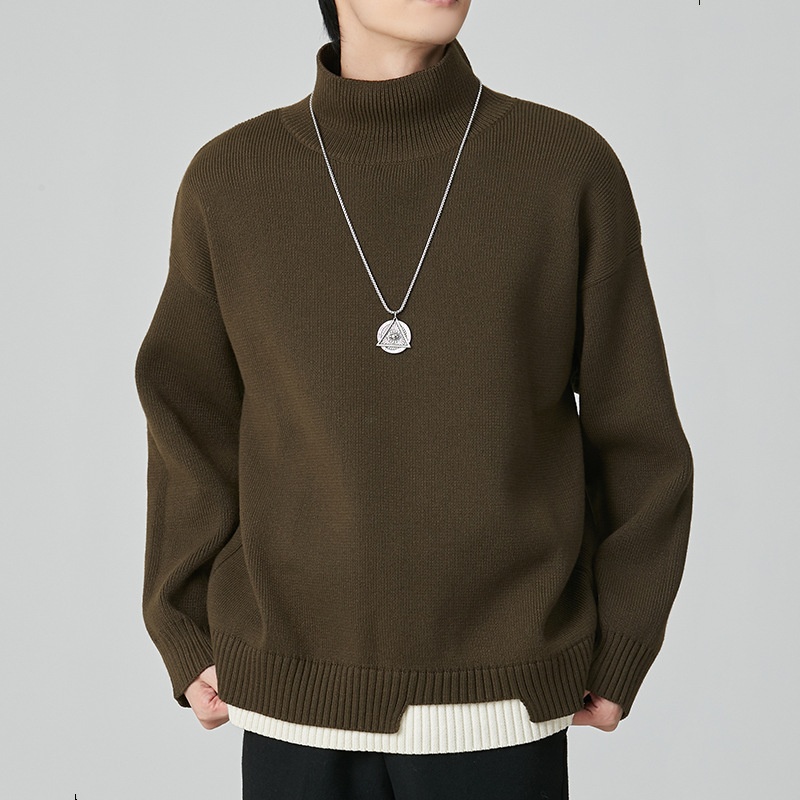 boy Boy Boy Boy Japanese Style Pullover Half Sweater For Men Winter Thickened Warm American Loose Fit Inner Layer Turtleneck Base Shirt_voghion.com