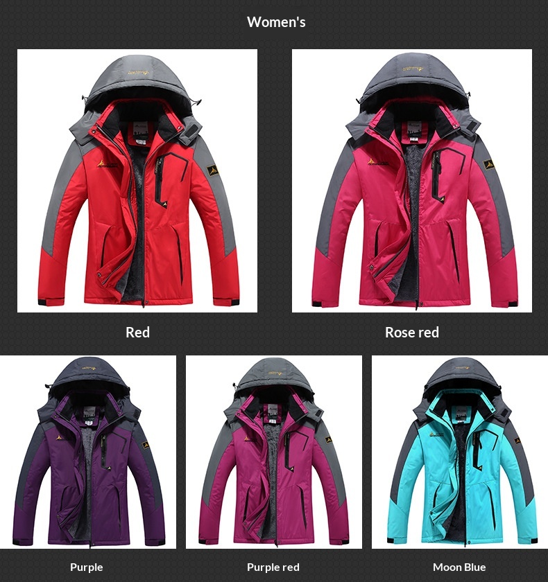 Outdoor-Jacke für Jungen, Fleece-gefüttert, dick gefüttert, für Herren, Skifahren, Bergsteigen, Paar, warmer, kältebeständiger Baumwollmantel, Übergröße_voghion.com