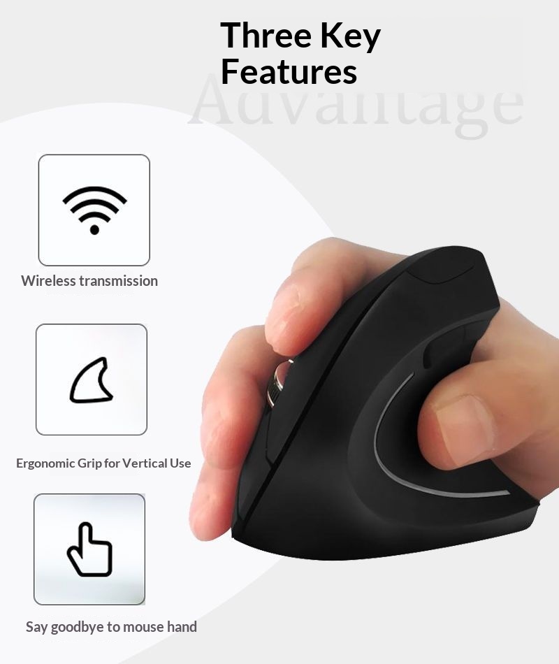Digitex Digitex 5th Generation Silent 2.4G Wireless Vertical Ergonomic Suitable For Large Hands Wired Model Upright Right-Handed Mouse_voghion.com