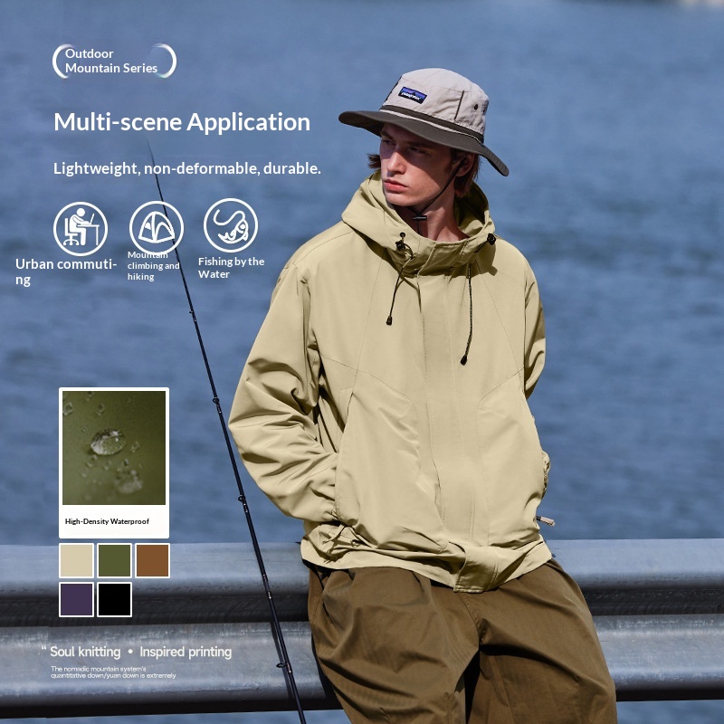 boy Boy Jie Zhan Clothing|Mountain Style 3D Zipper Bag Windproof Hooded Jacket 2025 Men's Spring And Autumn Outdoor Coat_voghion.com