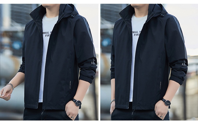 Giacca da ragazzo Primavera Autunno 2024 Nuovo stile Trendy Brand Giacca a vento da uomo alla moda casual con cappuccio Abbigliamento da lavoro_voghion.com