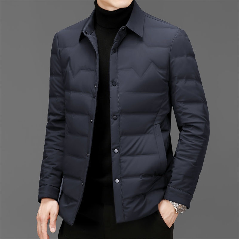 boy 2023 Winter New Lightweight Jacket Men's Warm Slim Fit Hoodless Stand Collar Down Coat Men_voghion.com