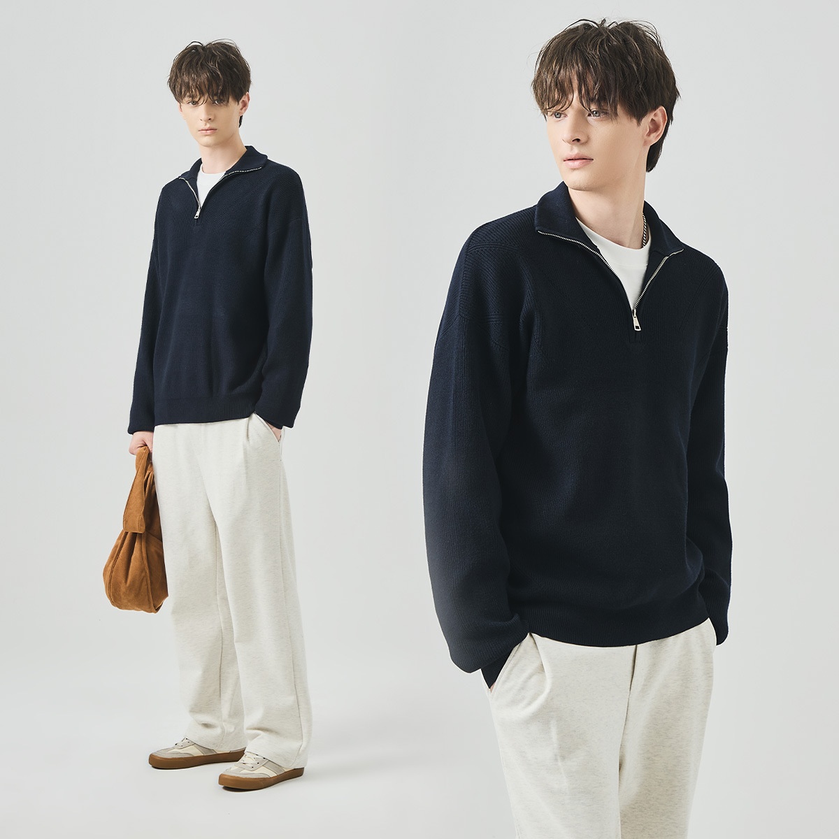 Boy Boy Boy Boy APO Clothing|Coss-Bode Half-Zip Rollkragenpullover für Herren, Herbst/Winter, Old Money Style, locker, lässig, langärmelig_voghion.com