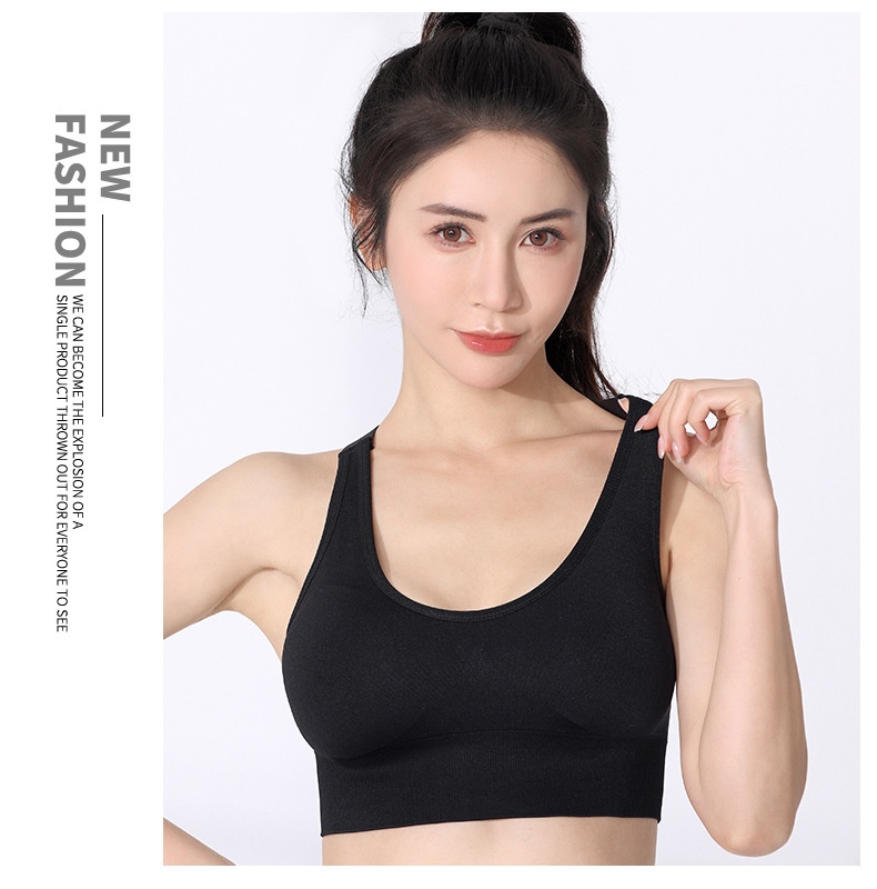 Soutien-gorge ChicShe européen et américain grande taille à dos croisé, sans armatures, antichoc, séchage rapide, idéal pour le yoga, la course à pied et le fitness. Sous-vêtements de sport pour le yoga, la course à pied et le fitness._voghion.com