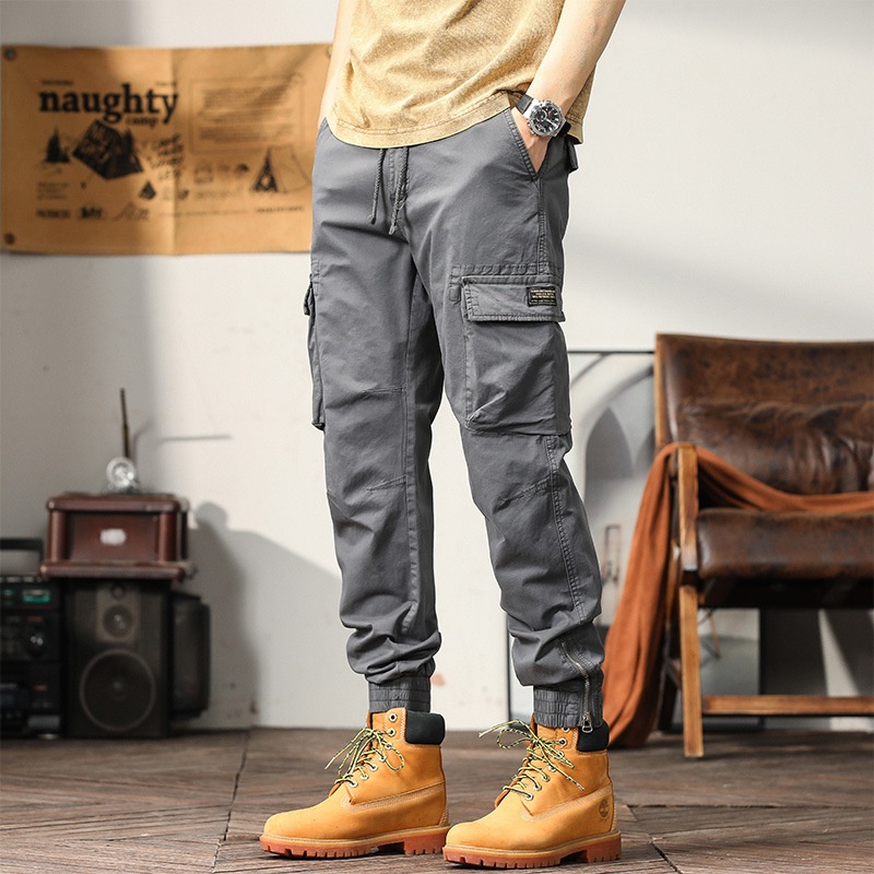 Pantaloni lunghi da uomo in puro cotone, stile casual, da jogging, alla moda giovanile, stile retrò giapponese, autunno inverno_voghion.com
