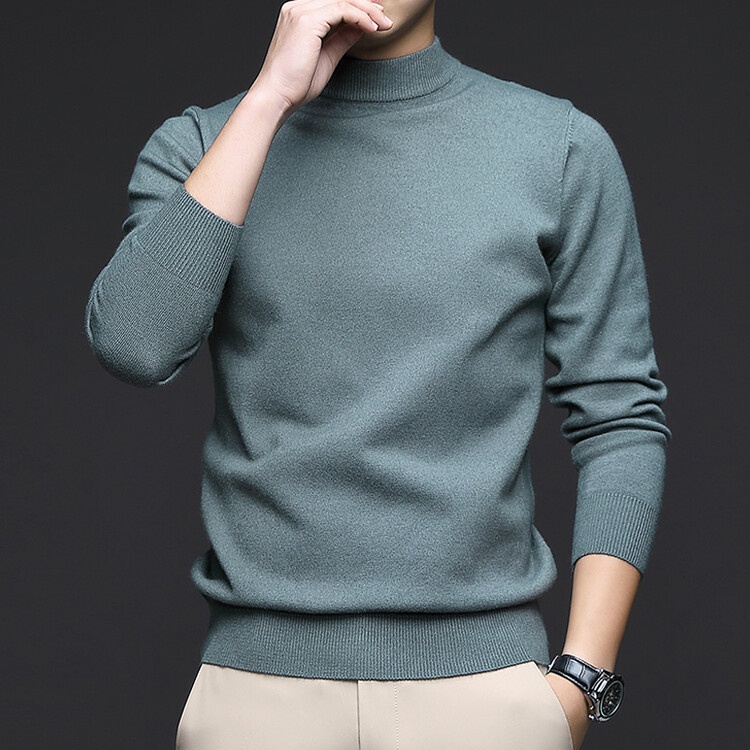 boy Boy Boy Boy 2025 Autumn Winter New Wool Sweater For Men, Half Turtleneck, Thickened, Wm, Machine Washable, Base Layer Men's_voghion.com