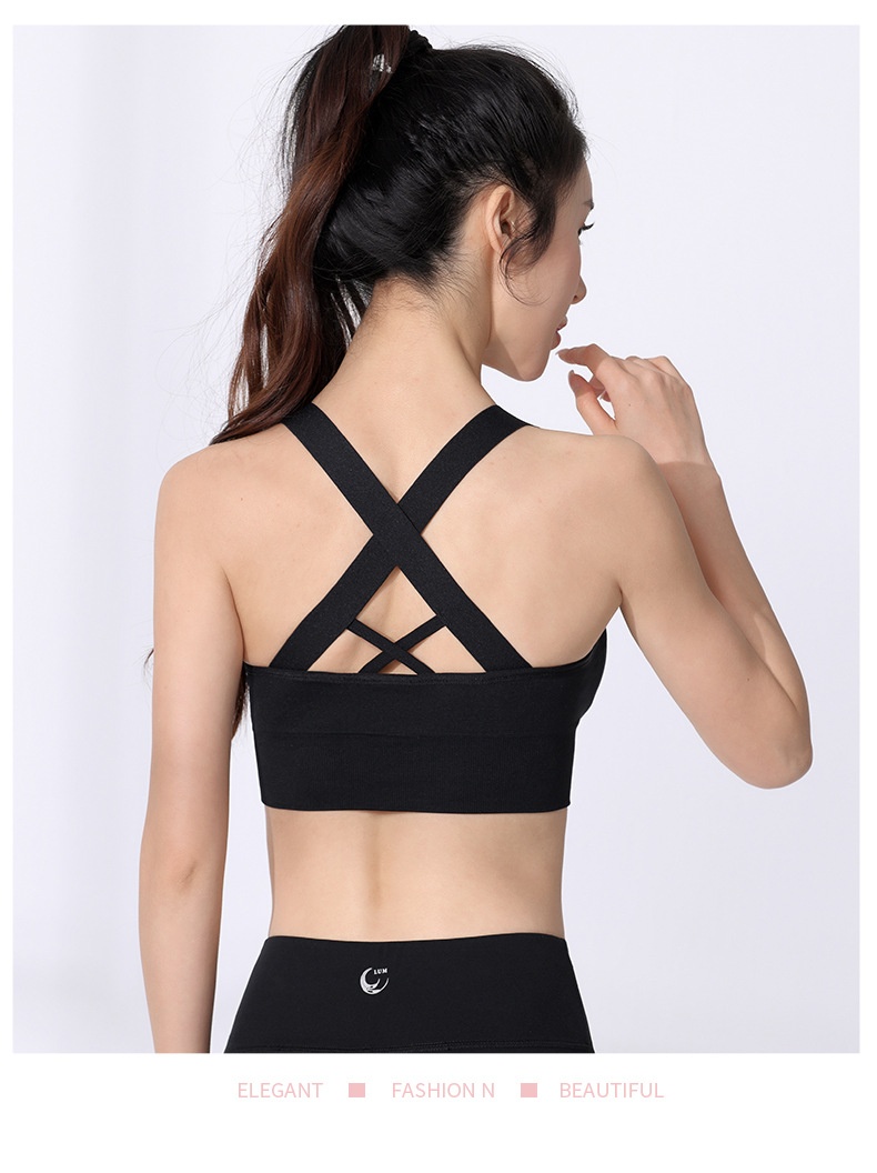 Soutien-gorge ChicShe européen et américain grande taille à dos croisé, sans armatures, antichoc, séchage rapide, idéal pour le yoga, la course à pied et le fitness. Sous-vêtements de sport pour le yoga, la course à pied et le fitness._voghion.com
