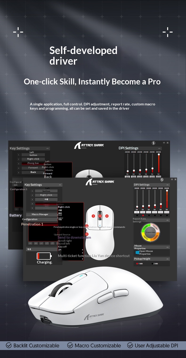 Digitex Digitex Attack Shark X3 Hafif PAW3395 Oyun Üç Modlu Kablosuz Fare_voghion.com