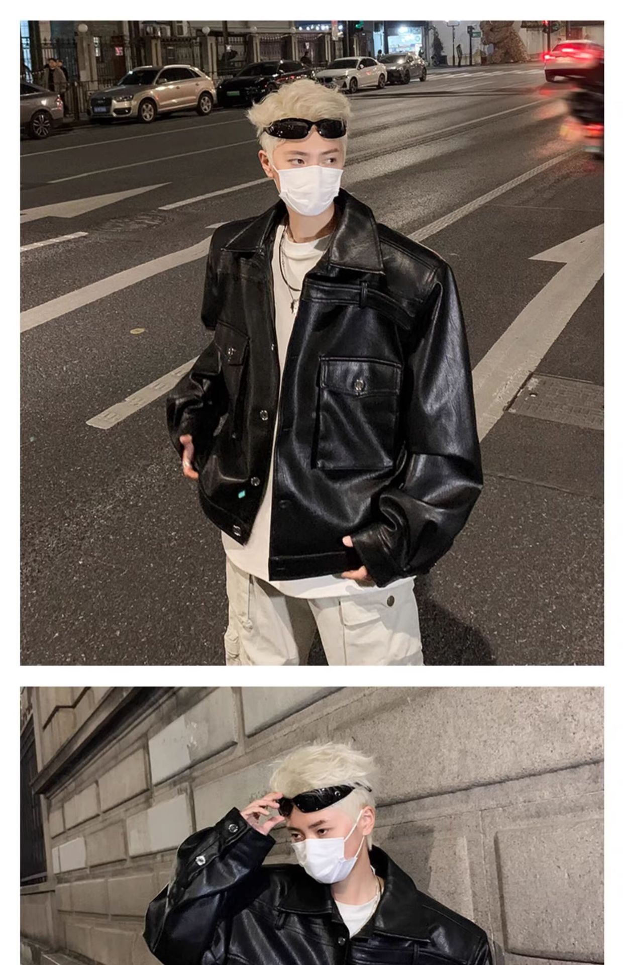 Ragazzo europeo e americano High Street Hip Hop Motociclista Uomo Trendy High-end Cool Retro PU Pelle Corta Imbottita Spalla_voghion.com