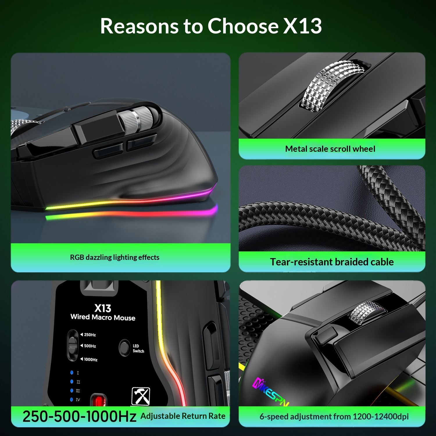 Digitex Digitex Ro Definition Dual Scroll Wheel Swinging Full Speed Gaming Mouse, Computer Accessories E-sports RGB Desktop Usb_voghion.com