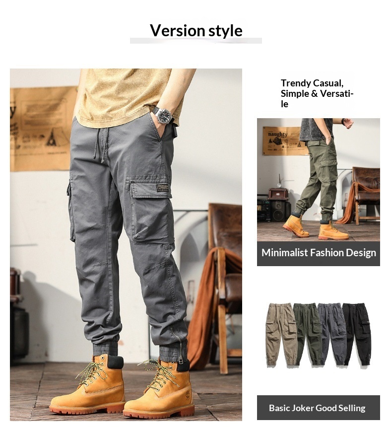 Pantaloni lunghi da uomo in puro cotone, stile casual, da jogging, alla moda giovanile, stile retrò giapponese, autunno inverno_voghion.com