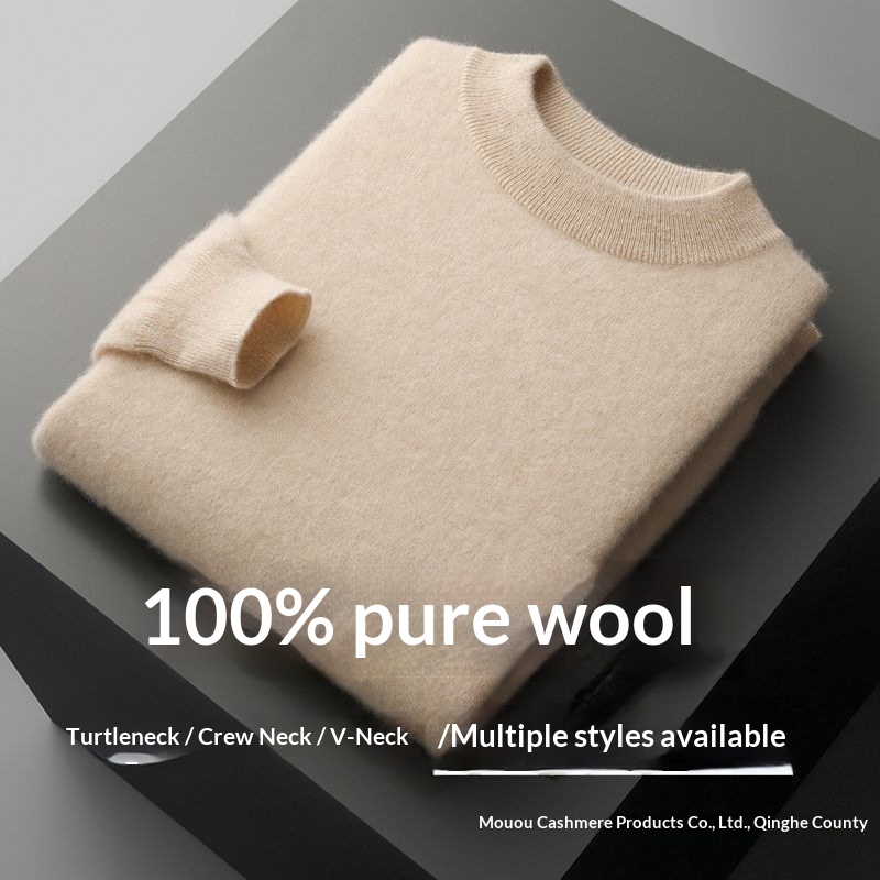 boy Boy Boy Boy Autumn Winter Pure 100% Wool Half Turtleneck Pullover Thickened Plus Size Cashmere Sweater Men Inner Layer Base Shirt_voghion.com