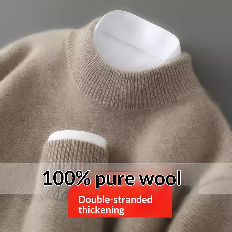 boy Boy Boy Boy 2025 Winter Men's Sweater Half Turtleneck Loose Cashmere Knitted Base Shirt Solid Color_voghion.com