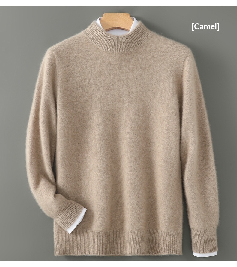 boy Boy Boy Boy Men's Half Turtleneck 100% Wool Thickened Autumn Winter New Business Casual Loose Long Sleeve Knitted Sweater_voghion.com