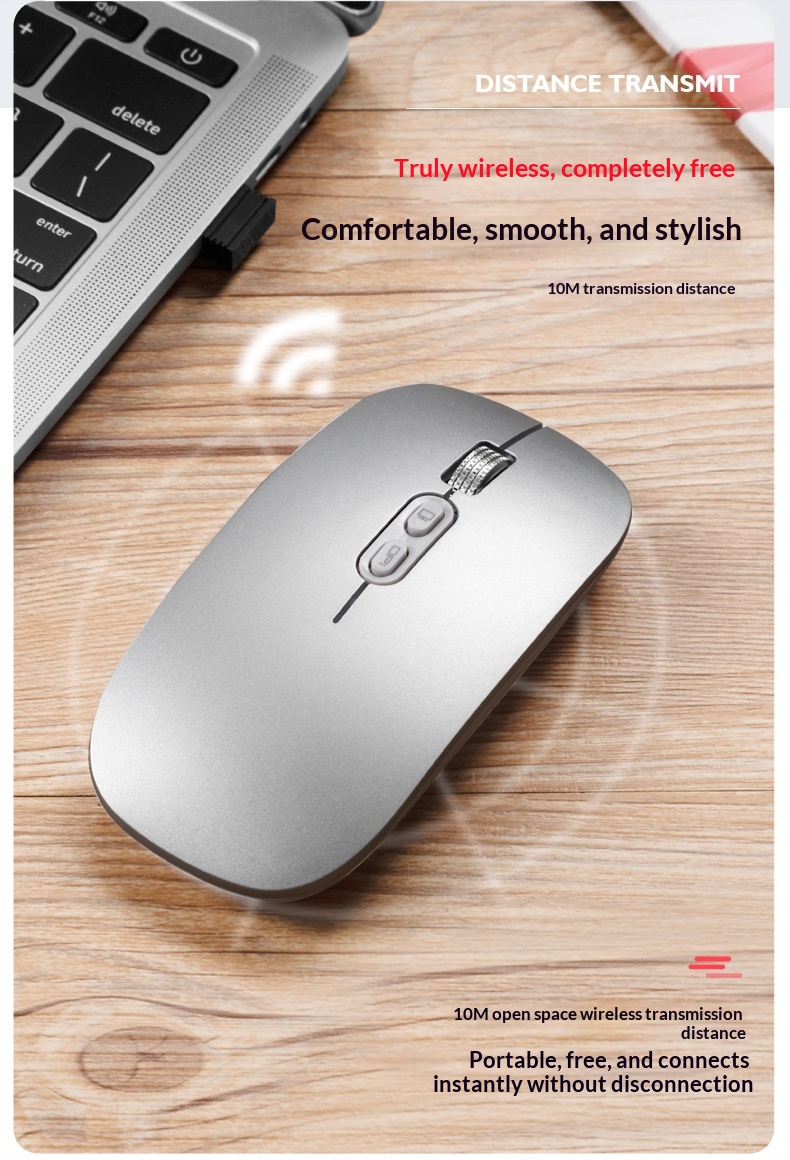 Digitex Digitex Digitex Ultra-thin Wireless Bluetooth Silent Compatible With IPad Huawei Laptop Dual-mode Portable Rechargeable Mouse_voghion.com