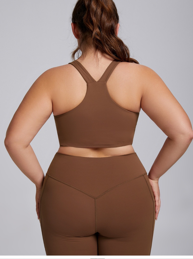 ChicShe Ensemble de yoga deux pièces moulant, grande taille, style européen et américain, effet nude, avec poches_voghion.com